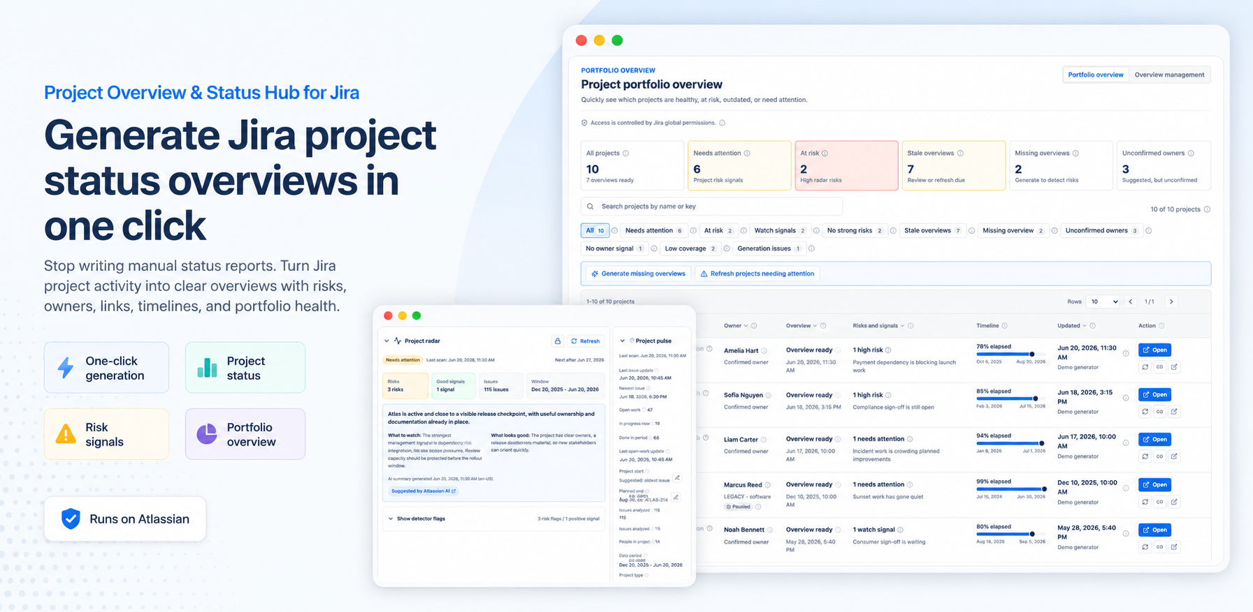 Project Overview and Status Hub portfolio status dashboard